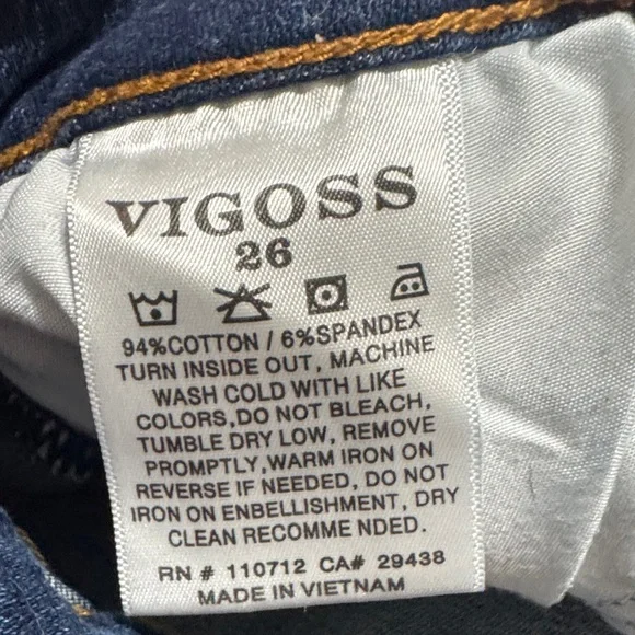 Vigoss Distressed Dark Blue Denim Roll-Cuff Shorts - Picture 4 of 5